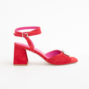 Tamara London Bonnie Red Suede Sandals side. Size 42 womens shoes