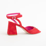 Tamara London Bonnie Red Suede Sandals back. Size 44 womens shoes