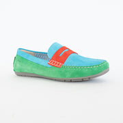 Sioux Carmona Green Blue Moccasins front. Size 11 womens shoes