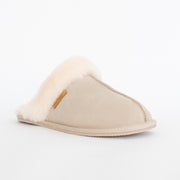 Hush Puppies Cushy Latte Suede Slippers front. Size 11 womens shoes