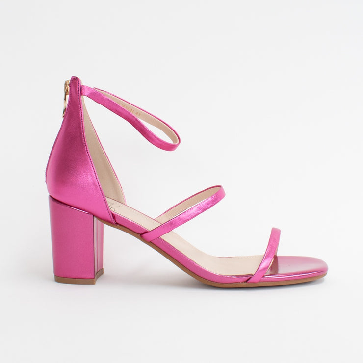 KatieNMe Clifton Fuchsia Metallic Sandals side. Size 42 womens shoes