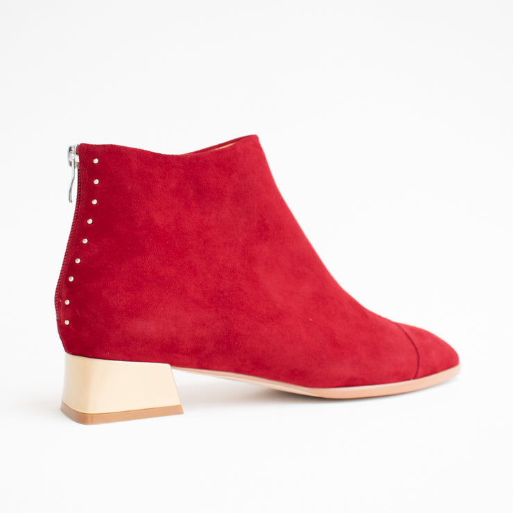 Bresley Demon Red Suede Ankle Boots back. Size 44 womens shoes