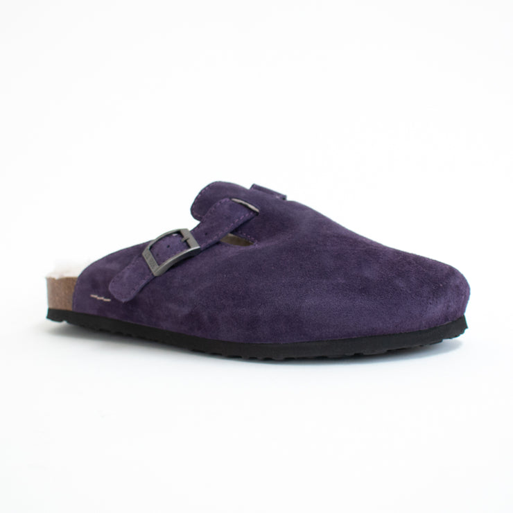 Josef Seibel Hermine 09 Purple Suede Clogs front. Size 43 womens shoes