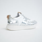 Gelato Keagan Silver Crinkle White Sneakers back. Size 45 women shoes