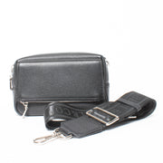 Campbell & Co Francie Black Milled Bag Front View With Strap. One Size.