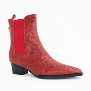 Minx Hawk Red Cobra Ankle Boots front. Size 44 womens shoes