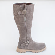 Babouche Lisse 2 Taupe Suede Long Boots side. Size 42 womens shoes