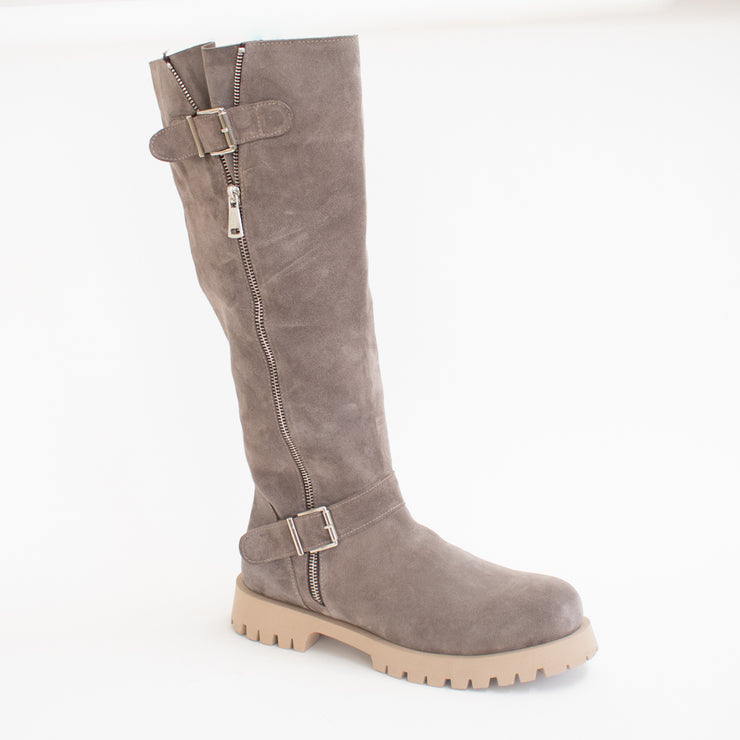 Babouche Lisse 2 Taupe Suede Long Boot front. Size 43 womens shoes