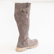 Babouche Lisse 2 Taupe Suede Long Boot back. Size 44 womens shoes