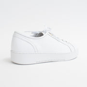 Minx Izzy White Emboss Sneaker back. Size 44 womens shoes