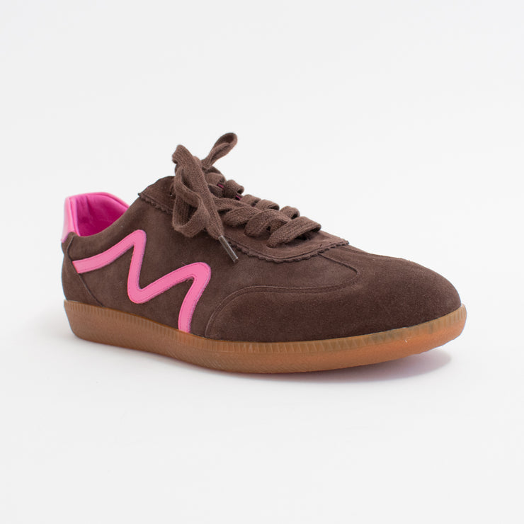 Minx Magnum Cafe Suede Pink Sneakers front. Size 43 womens shoes