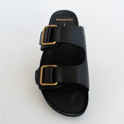 Frankie4 Nico Black Shearling Sandals top. Size 10 womens shoes