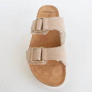 Frankie4 Nico Sandshell Shearling Sandals top. Size 10 womens shoes