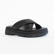 Hush Puppies Nifty Black Sandals front. Size 11 womens shoes