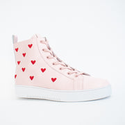 Minx Queen of Hearts Baby Pink High Top Sneakers front. Size 43 womens shoes