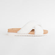 Frankie4 Rebel Cream Shearling Slippers side. Size 10 womens shoes