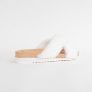 Frankie4 Rebel Cream Shearling Slippers back. Size 12 womens shoes