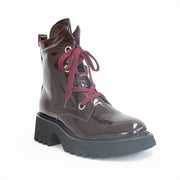 Bresley Sabre Bordo Crinkle Patent Ankle Boots front. Size 43 womens 