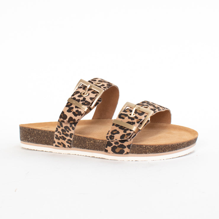 Frankie4 Sandy Leopard Print Sandal front. Size 11 womens shoes