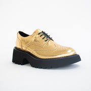 Bresley Slant Dk Gold Wrinkle Shoes front. Size 43 womens shoes