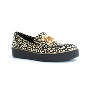 Ziera Zurina Black and Gold Leopard Shoes front. Size 43 womens shoes