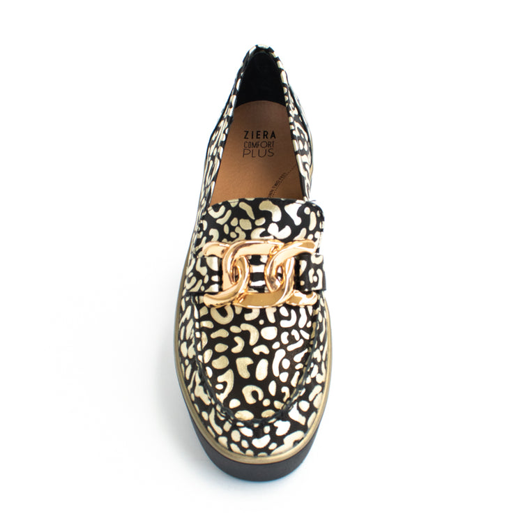 Ziera Zurina Black and Gold Leopard Shoes top. Size 43 womens shoes