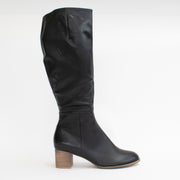 Django and Juliette Sled Black with Natural Heel Long Boot side. Size 42 womens shoes