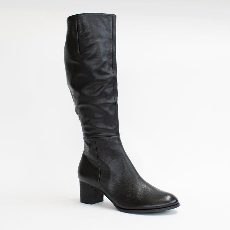 Django and Juliette Black Black Heel Long Boot front. Size 43 womens shoes